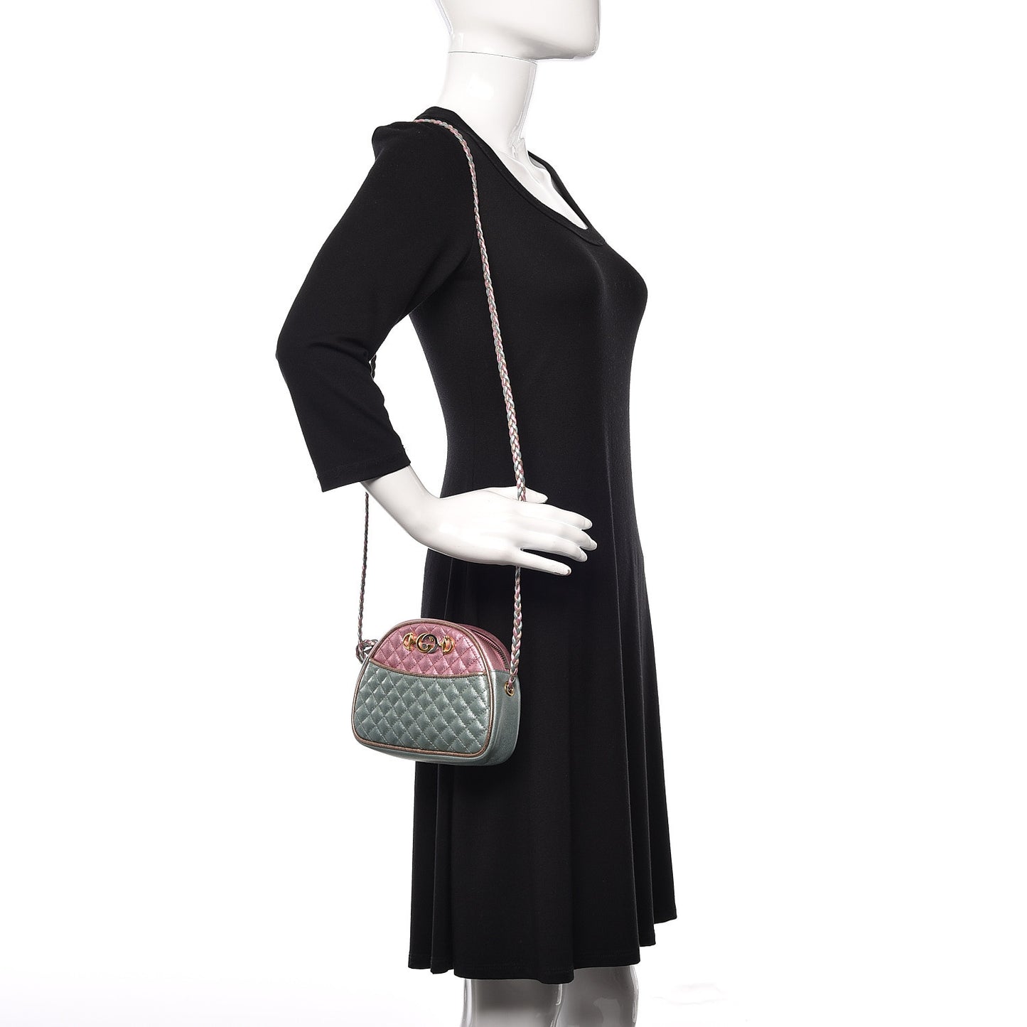 Laminated Nappa Trapuntata Mini Zumi Dome Shoulder Bag Rosa Lago Rame