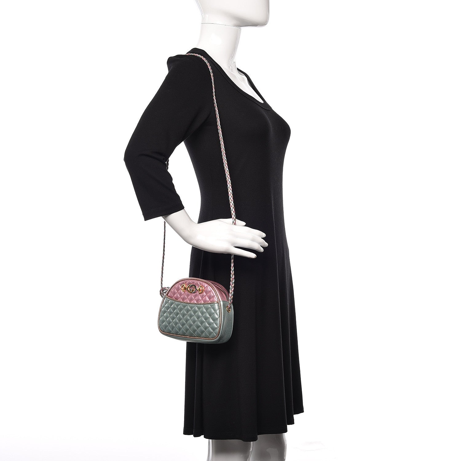 Gucci Laminated Nappa Trapuntata Mini Zumi Dome Shoulder Bag Rosa Lago Rame 2 of 10