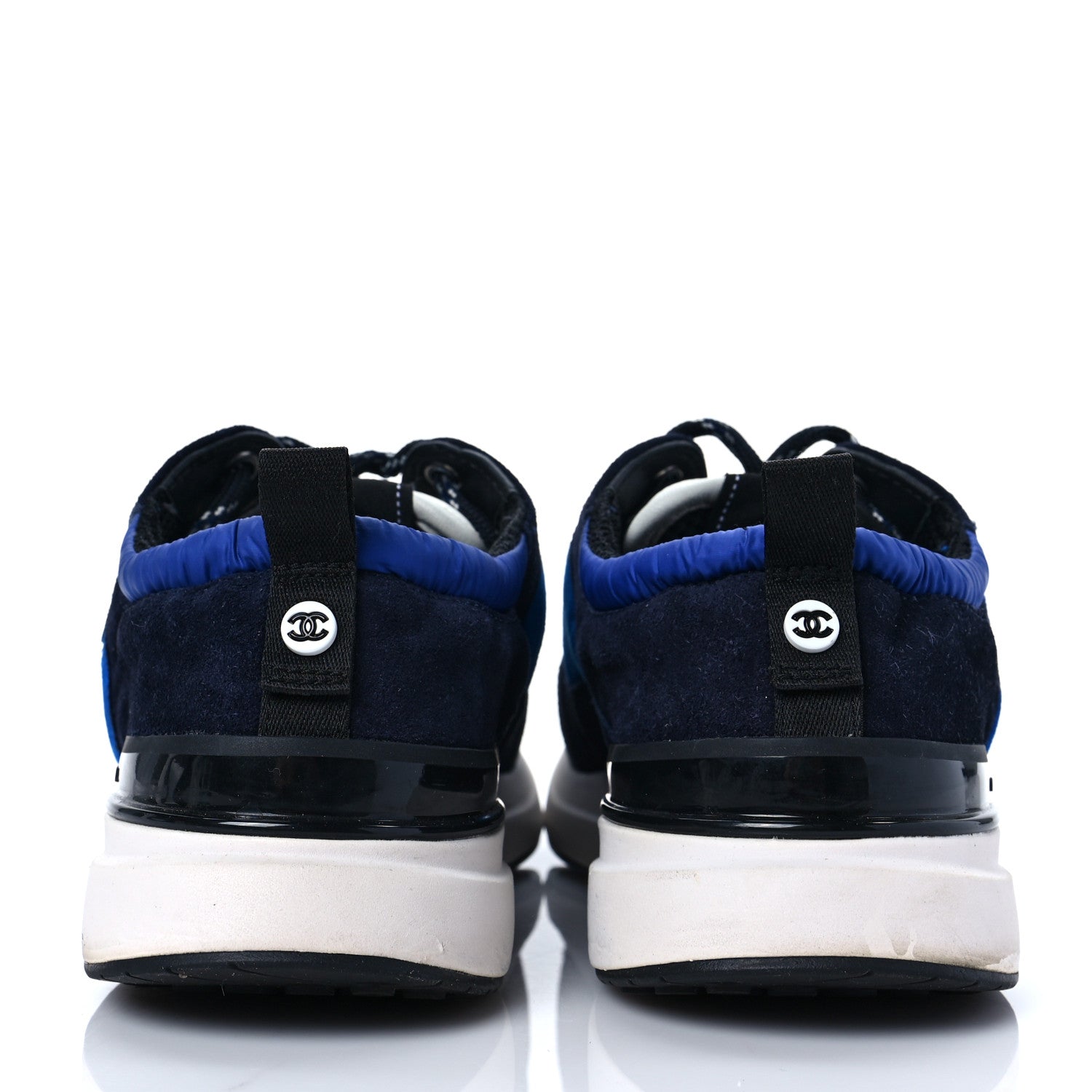 Chanel Suede Calfskin CC Sneakers 38 Blue Navy Dark Navy 5 of 8