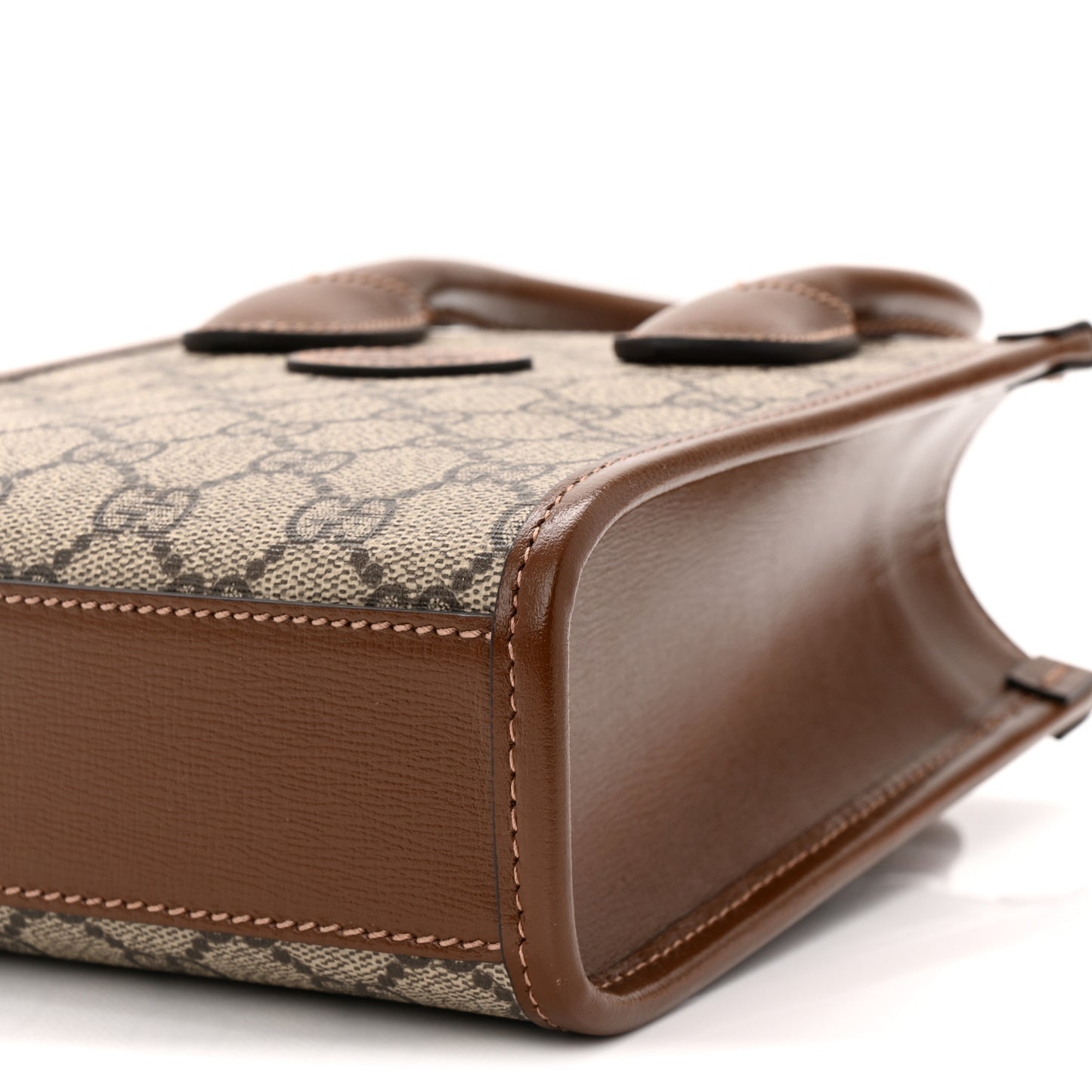 GG Supreme Monogram Azalea Calfskin Mini Retro Interlocking G Tote Bag Beige Ebony Brown Sugar