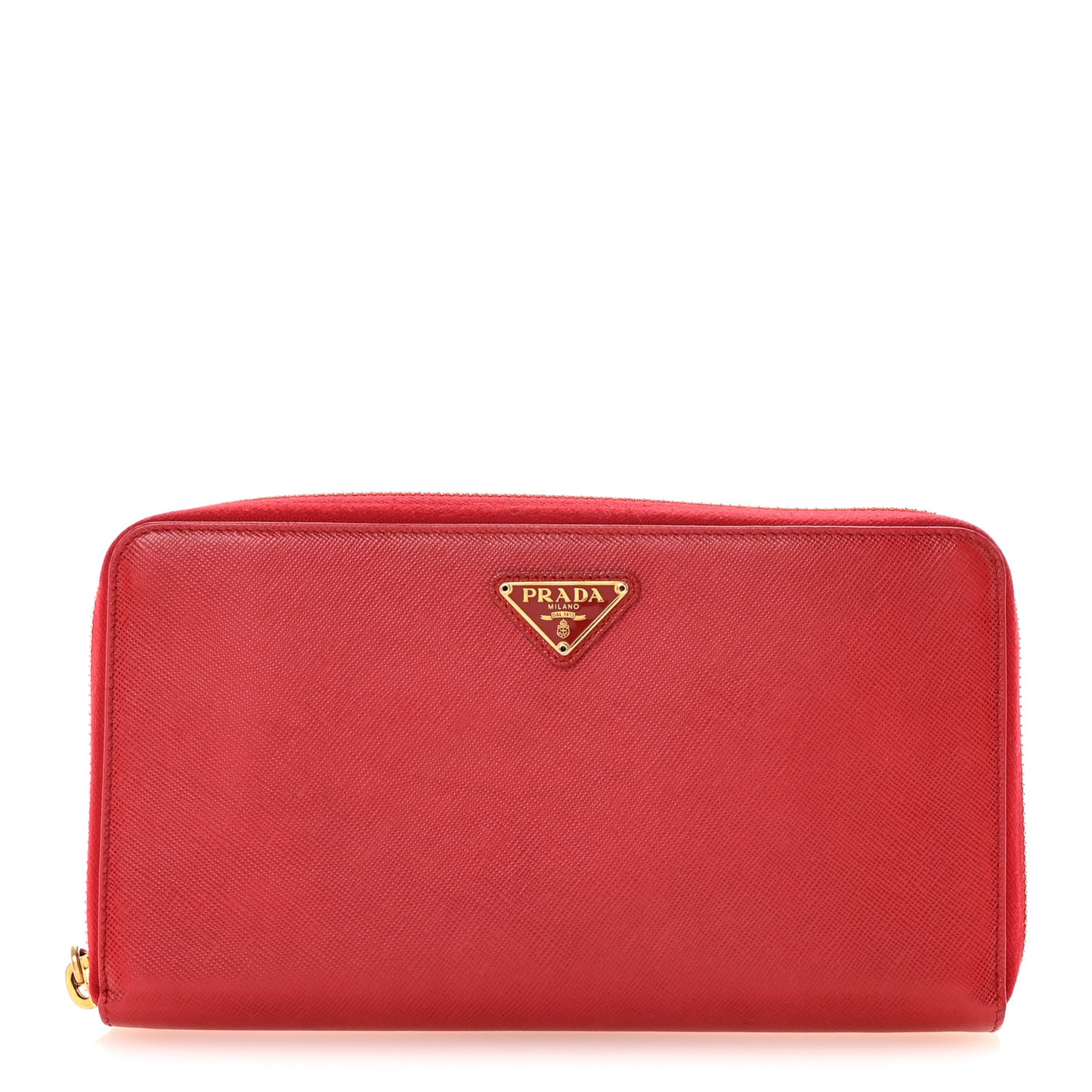 Saffiano Triangle Large Zip Around Travel Wallet Fuoco
