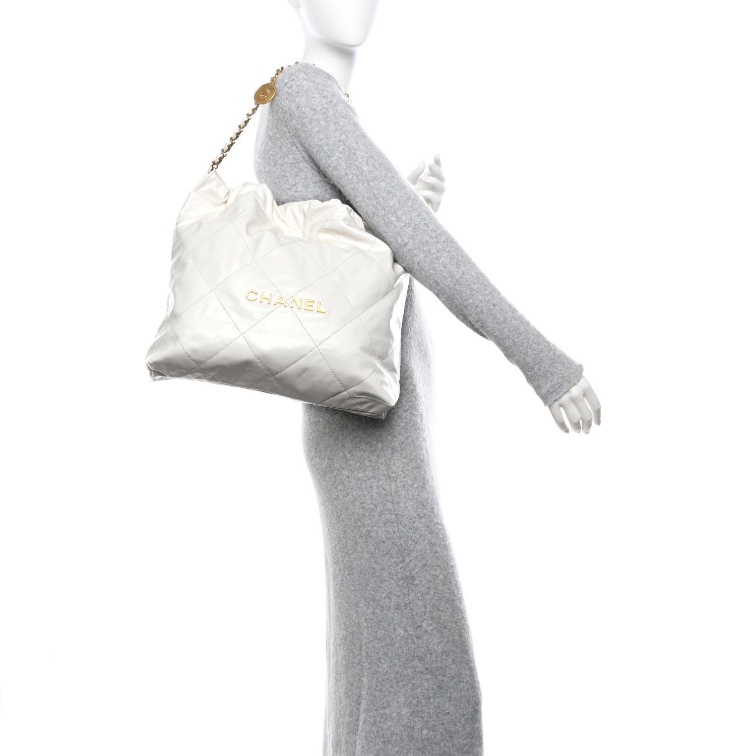 Chanel Shiny Calfskin Quilted Small Chanel 22 White 2 of 11