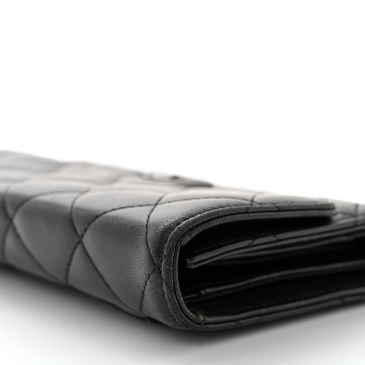 Lambskin Quilted Large Flap Wallet Black