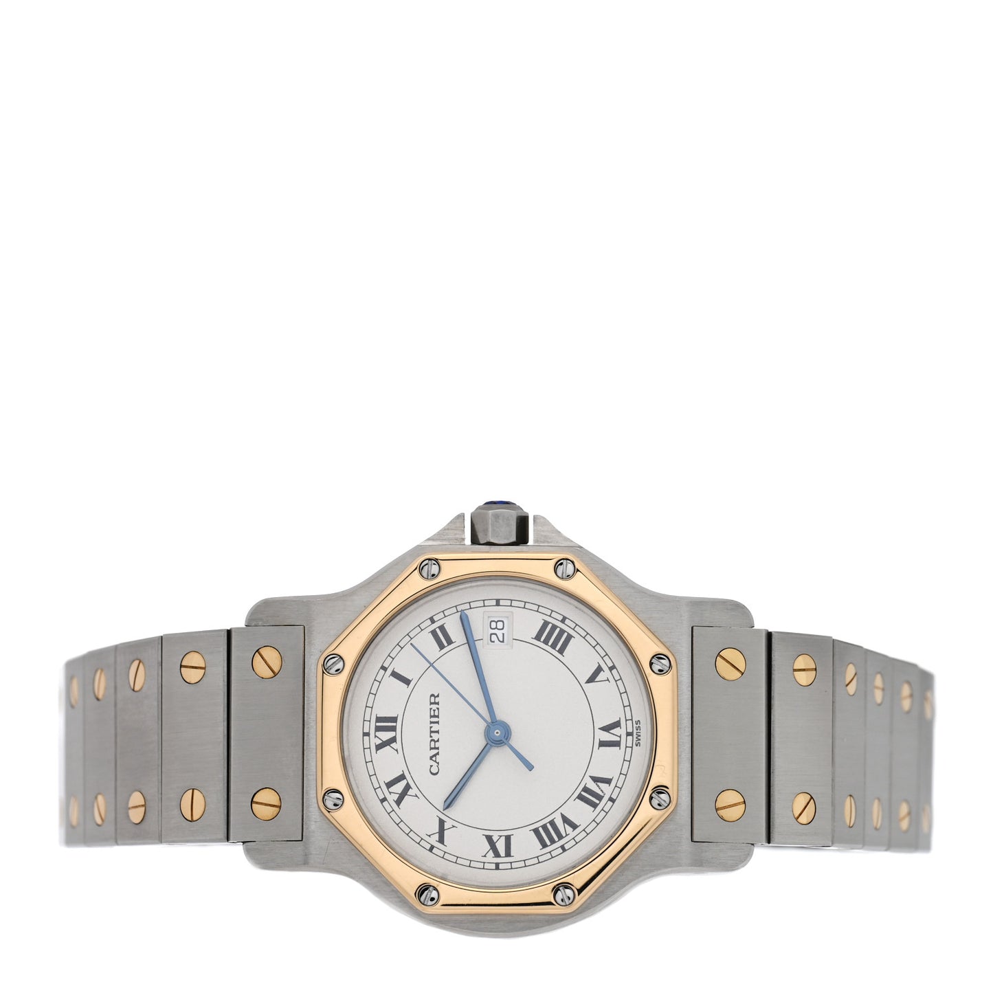 Stainless Steel 18K Yellow Gold 29mm Santos Octagon Quartz Watch