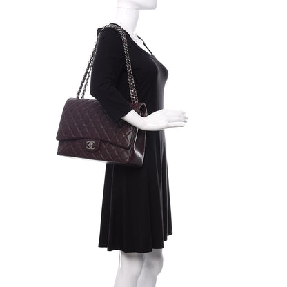 Chanel Caviar Quilted Maxi Double Flap Burgundy 2 of 13
