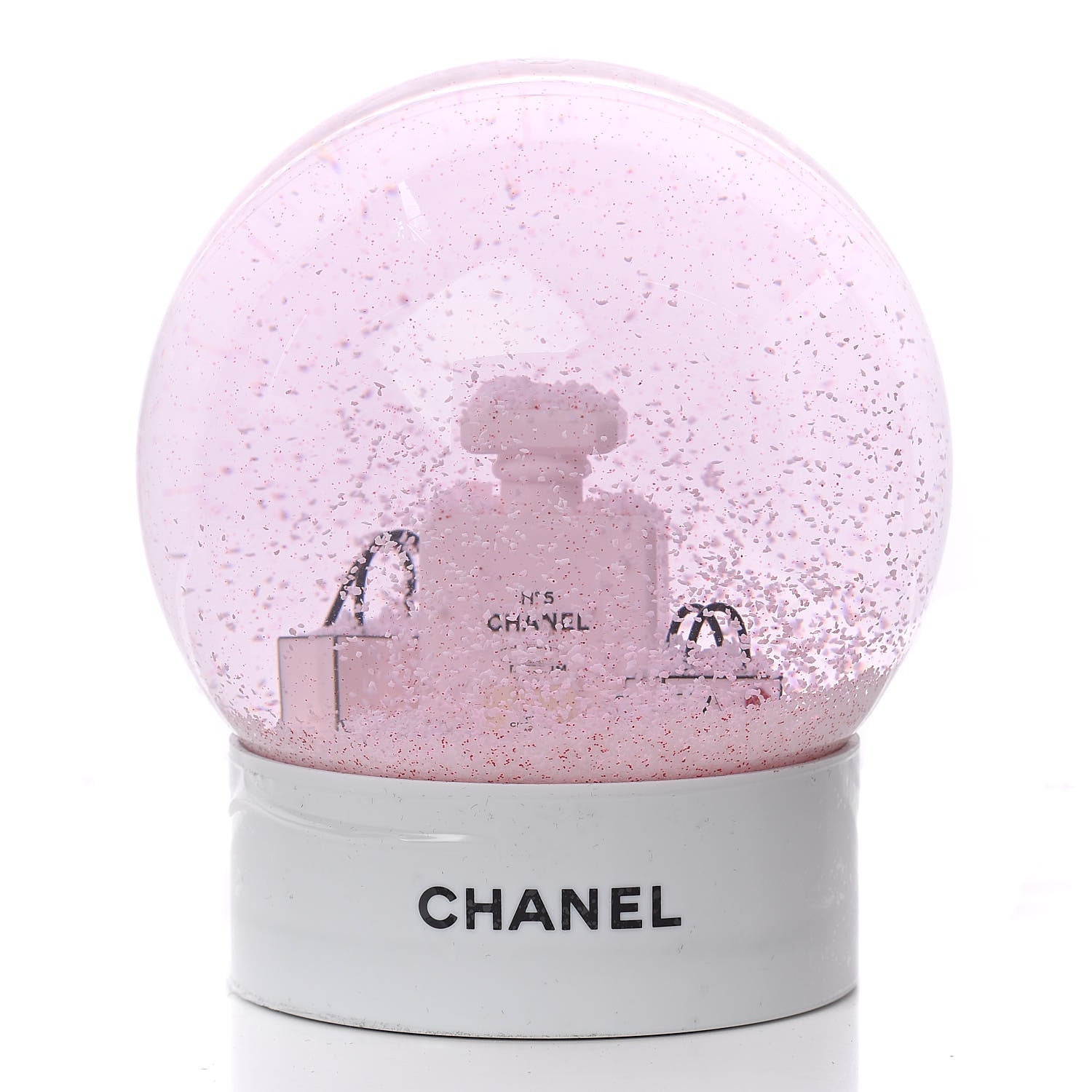 Chanel Glass N°5 Perfume Bottle Snow Globe Pink 4 of 5
