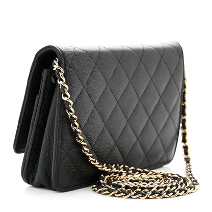 Chanel Caviar Quilted Crystal CC Wallet On Chain WOC Black 3 of 15