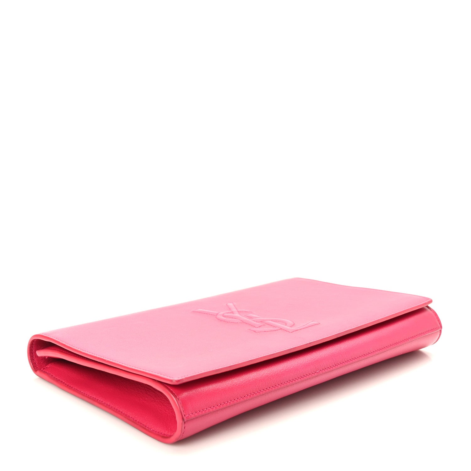Saint Laurent Calfskin Monogram Large Belle De Jour Clutch Lipstick Fuchsia 4 of 6