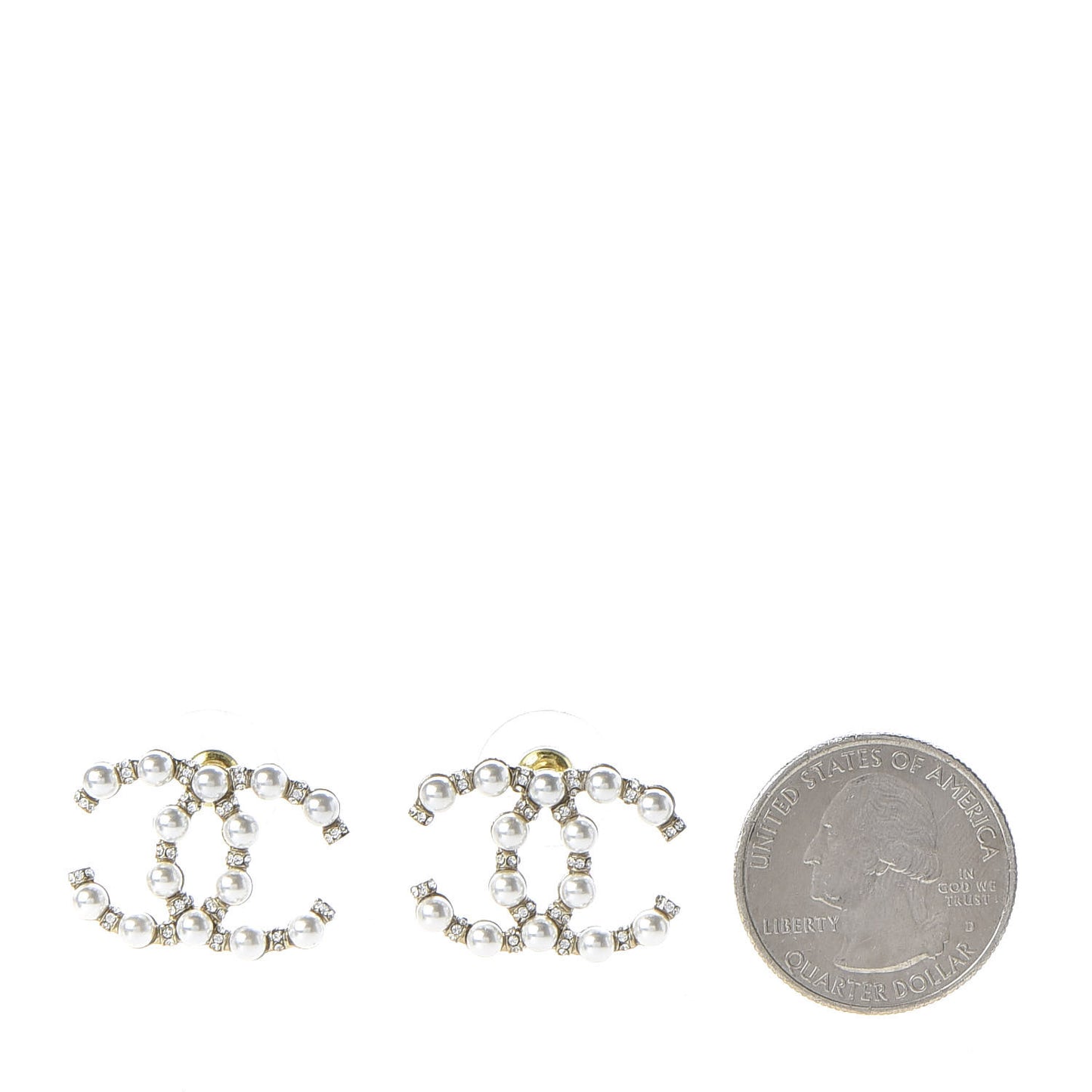 Pearl Crystal Nefertiti CC Earrings Gold