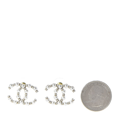 Chanel Pearl Crystal Nefertiti CC Earrings Gold 2 of 5