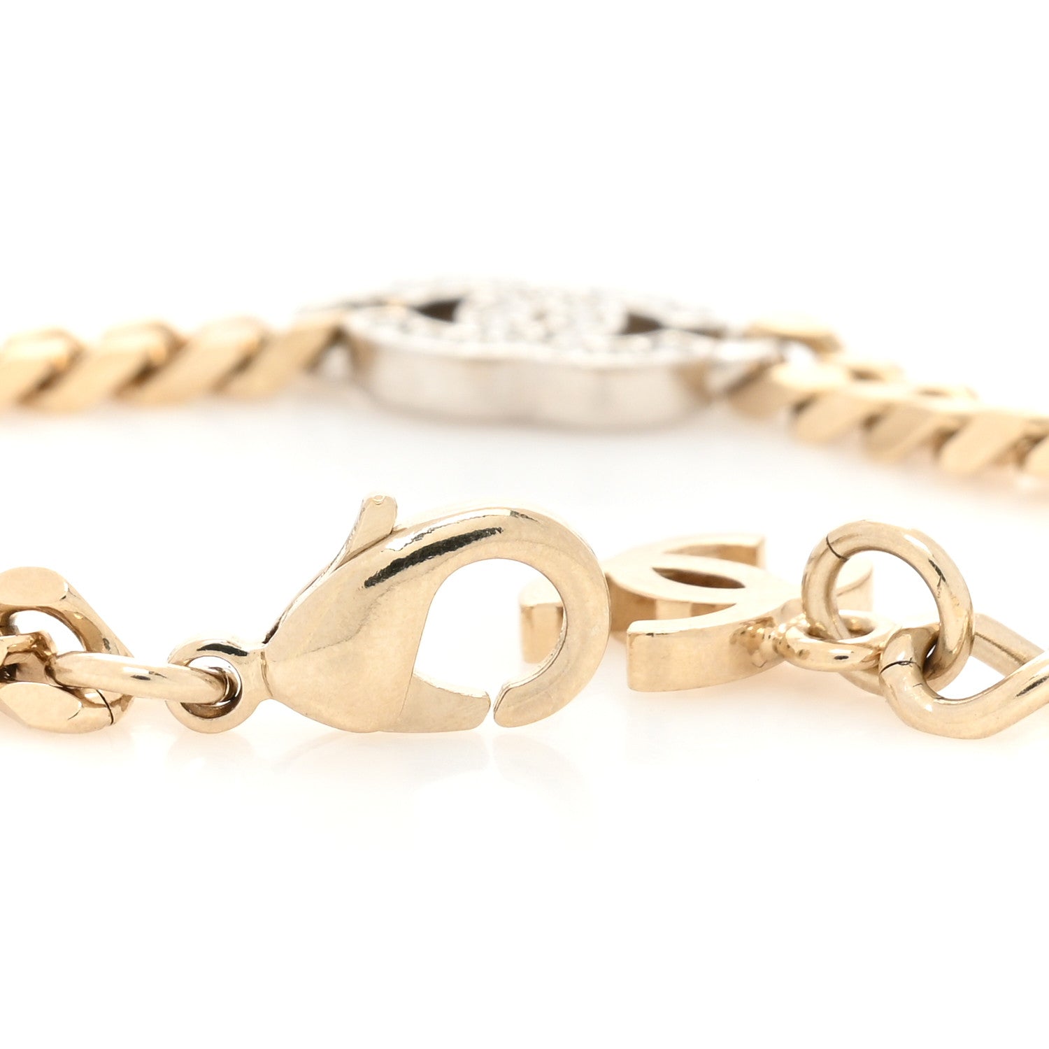 Chanel Crystal CC Chain Bracelet Gold Silver 3 of 4