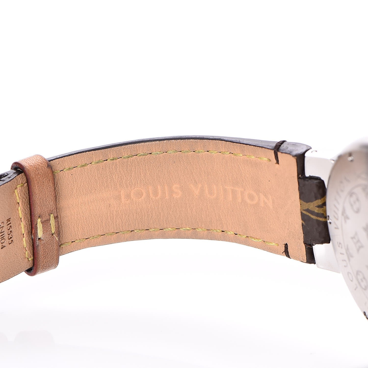Louis Vuitton Stainless Steel Monogram 39mm Tambour Quartz Watch Brown 7 of 11