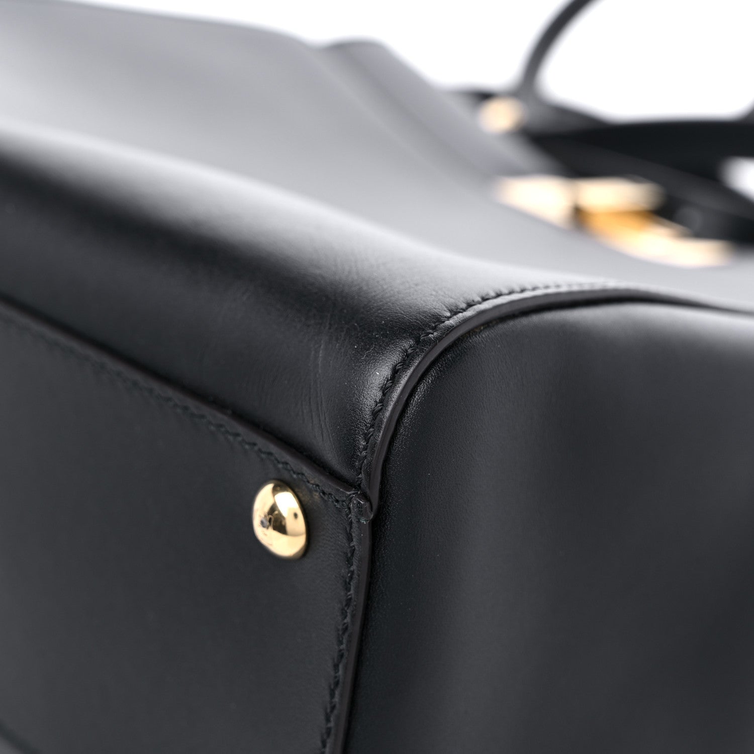 Fendi Vitello Morgan Fabric Jacquard Pequin Medium Peekaboo Iconic Satchel Black Tobacco 9 of 15