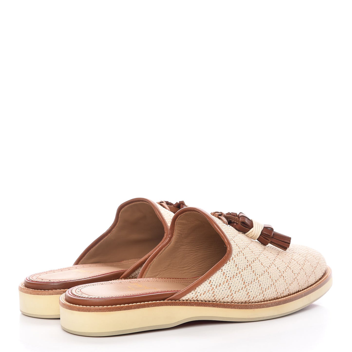 Calfskin Nappa Paille Matelasse Mens Youseffo Flat 41 Beige Cuoio