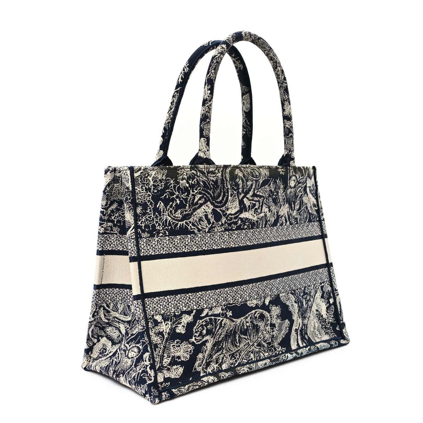 Canvas Embroidered Medium Dioriviera Toile De Jouy Reverse Book Tote Blue