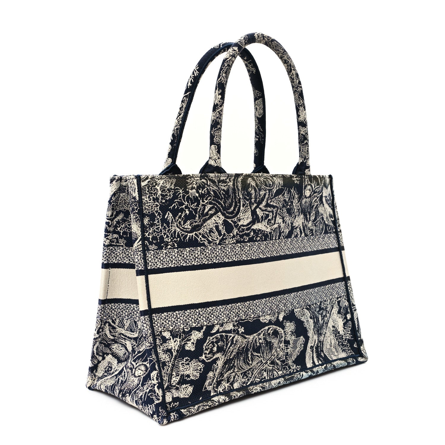 Christian Dior Canvas Embroidered Medium Dioriviera Toile De Jouy Reverse Book Tote Blue 3 of 11