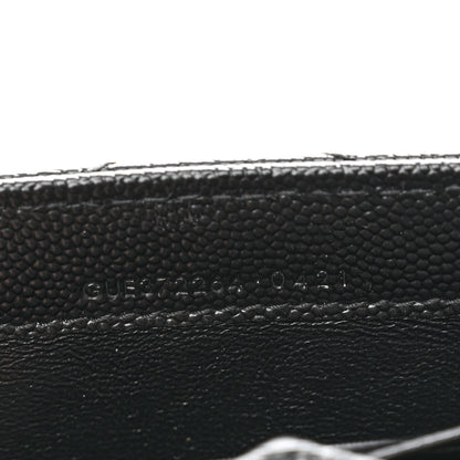 Saint Laurent Grain De Poudre Matelasse Chevron Monogram Flap Wallet Black 8 of 8