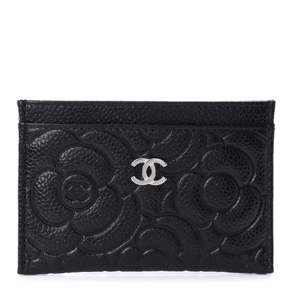 Chanel Caviar Camellia Embossed Card Holder Black 1 of 10