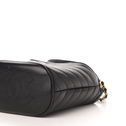 Chanel Lambskin Chevron Quilted Handle With Chic Bucket Bag Black 9 of 13