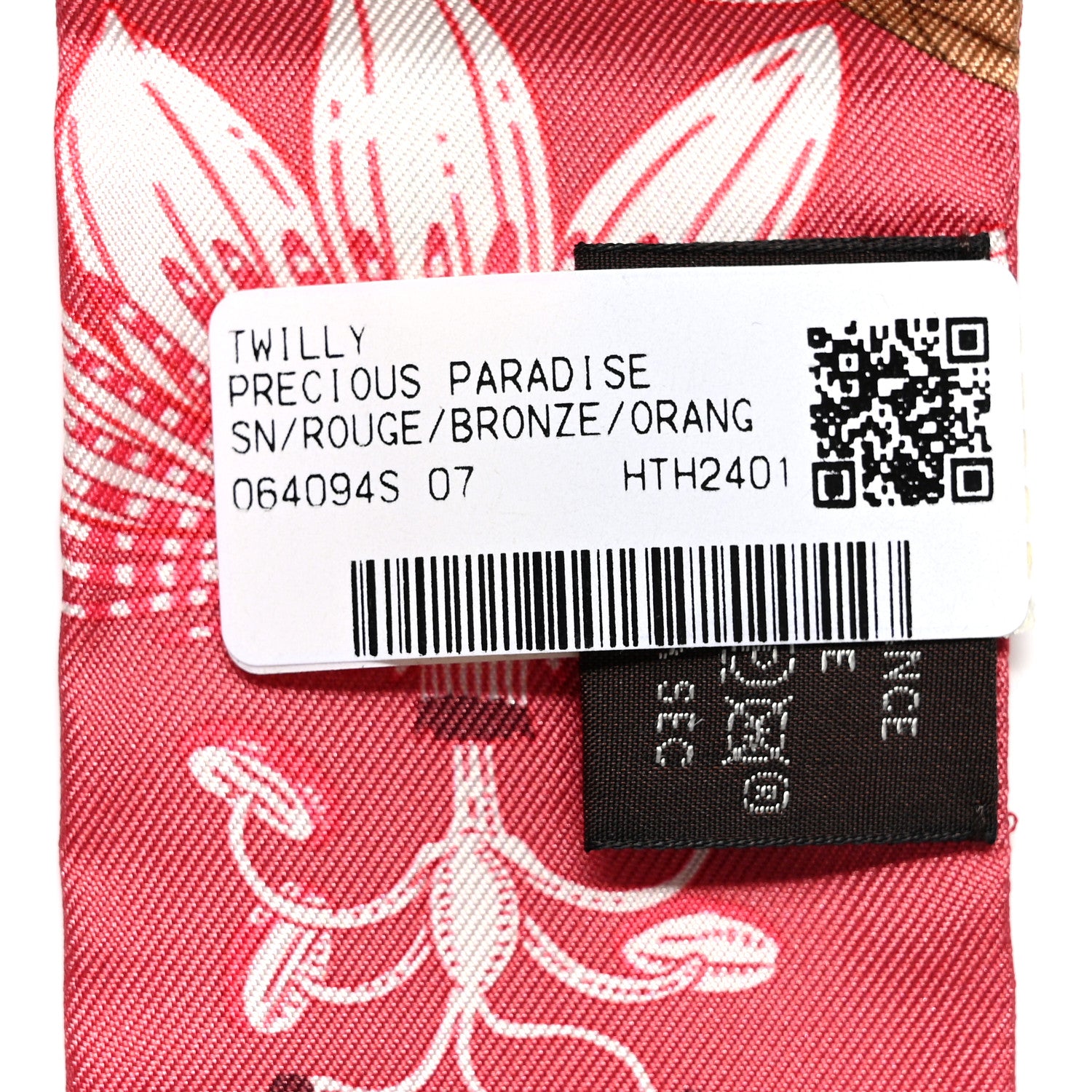 Hermes Silk Precious Paradise Twilly Rouge Bronze Orange 3 of 4