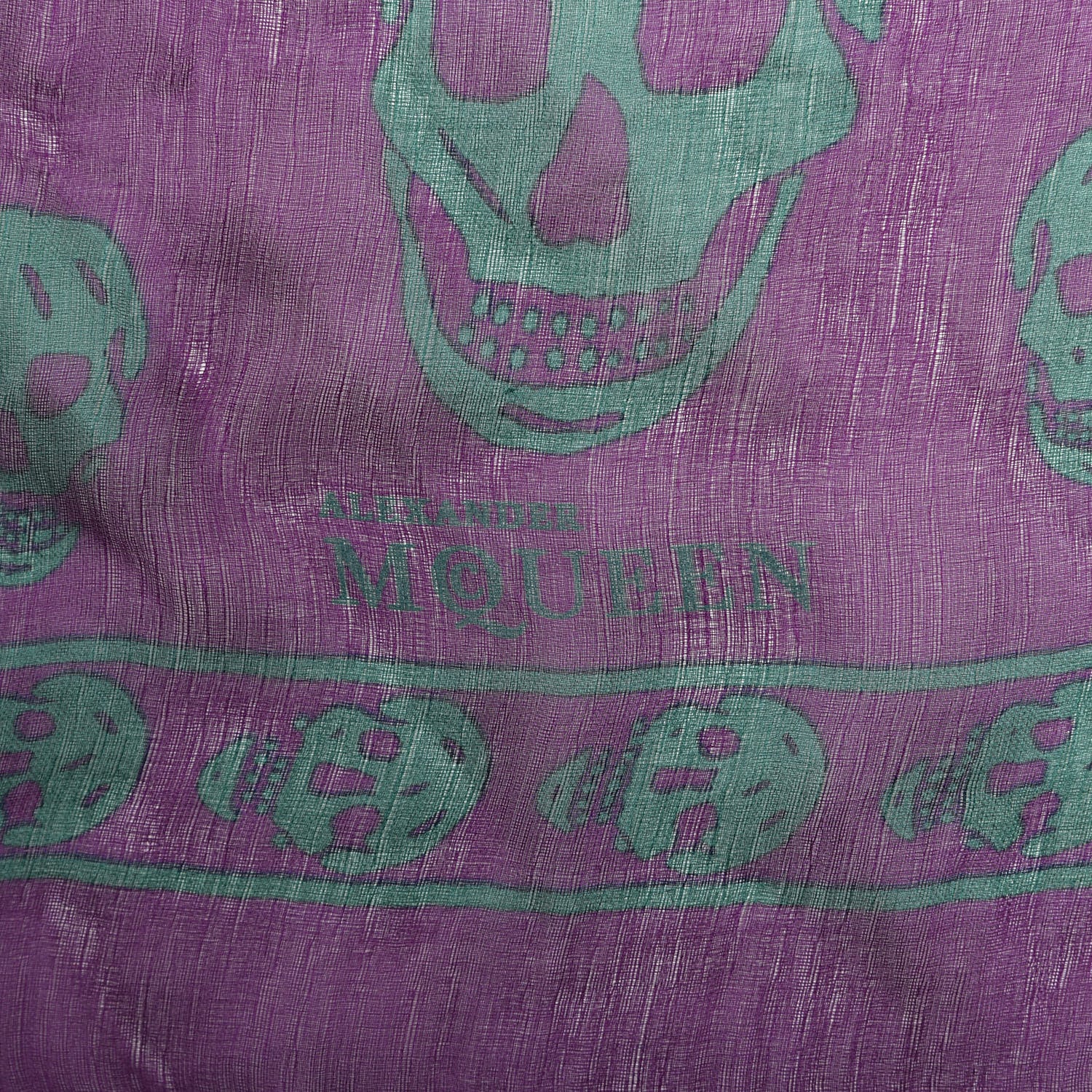 Alexander McQueen Silk Chiffon Skull Scarf Purple Green 2 of 3