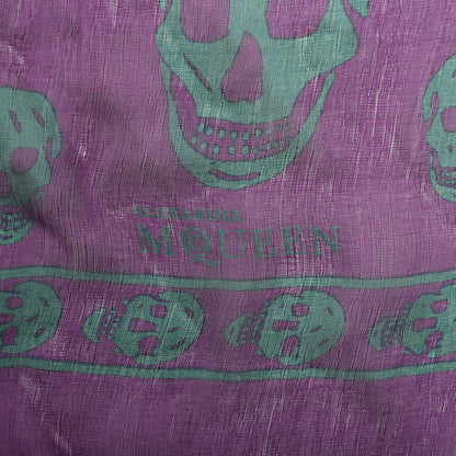Alexander McQueen Silk Chiffon Skull Scarf Purple Green 2 of 3