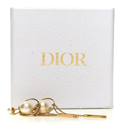 Christian Dior Pearl Tribales Dangle Chain Earrings Gold 5 of 5