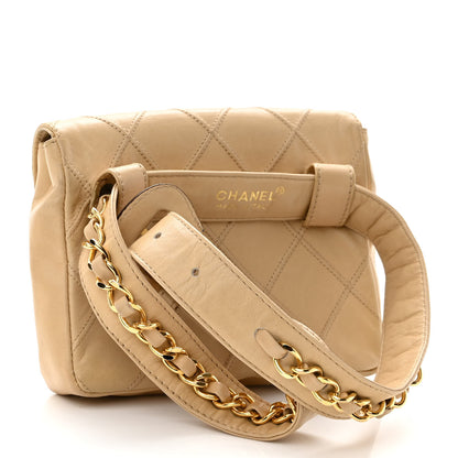 Chanel Lambskin Quilted Flap Waist Belt Bag 65 26 Beige 3 of 11