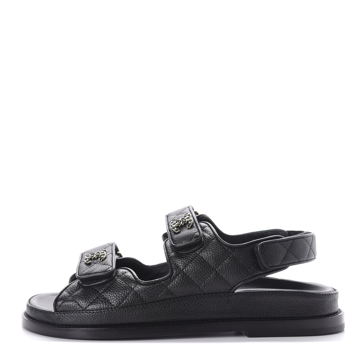 Grained Calfskin Velcro Dad Sandals 36.5 Black