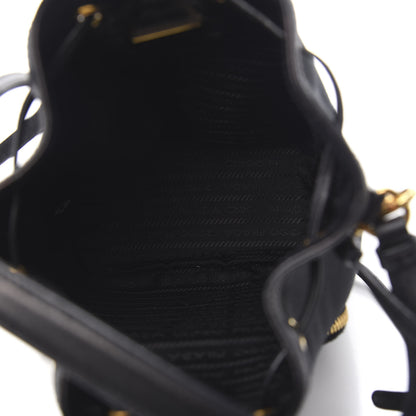 Prada Jacquard Logo Mini Bucket Crossbody Bag Black 4 of 9
