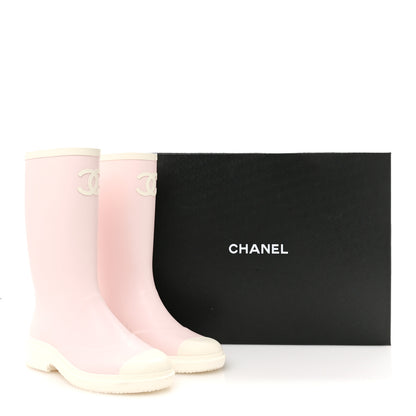 Chanel Caoutchouk CC High Boots 39 Light Pink White 10 of 10