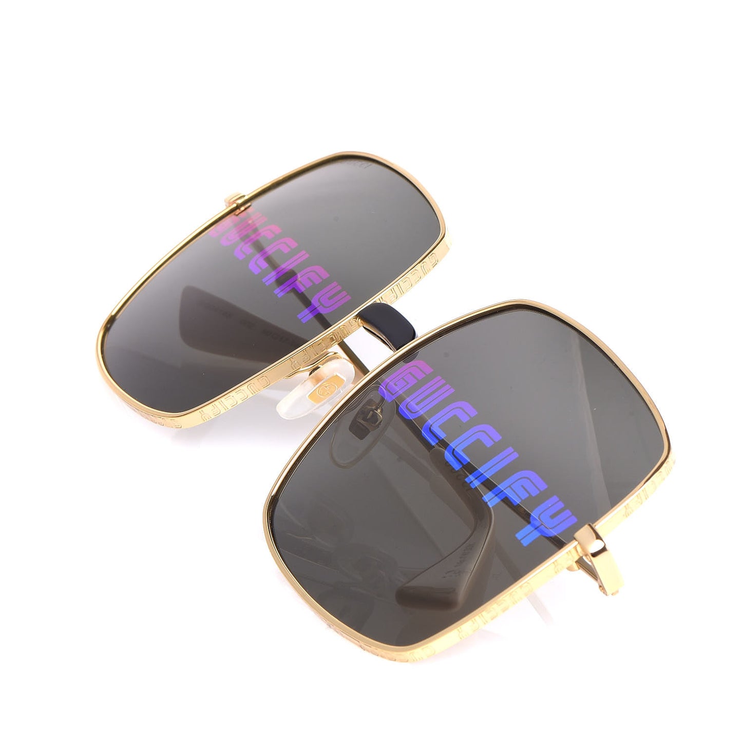 Metal Rectangular Guccify Frame Sunglasses GG0414S Gold