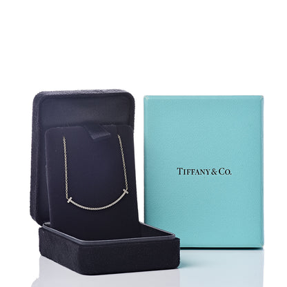Tiffany 18K Yellow Gold Diamond Small T Smile Pendant Necklace 7 of 7