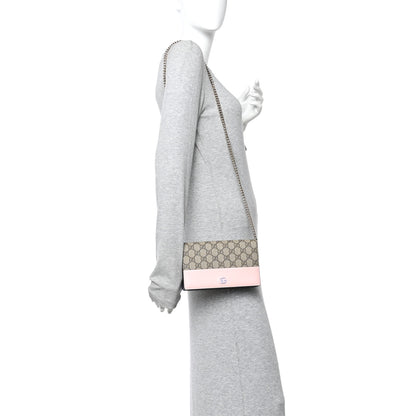 Gucci GG Supreme Monogram Textured Dollar Calfskin Mini GG Marmont Chain Wallet Light Pink Blue Beige 2 of 10
