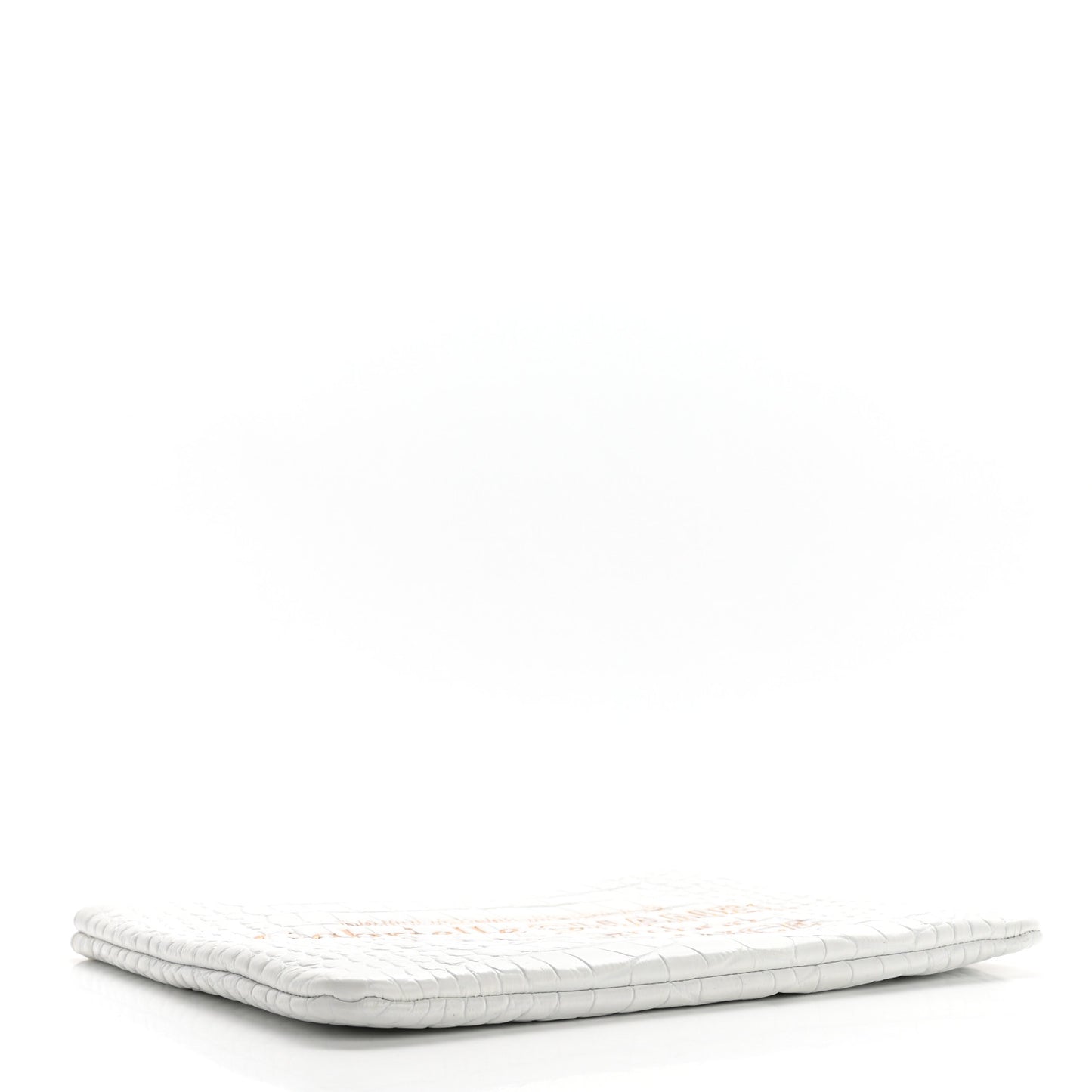 Calfskin Crocodile Embossed Cocodile Medium Cosmetic Case White Gold