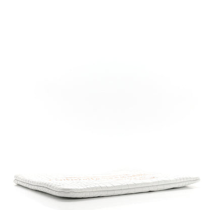 Chanel Calfskin Crocodile Embossed Cocodile Medium Cosmetic Case White Gold 4 of 8