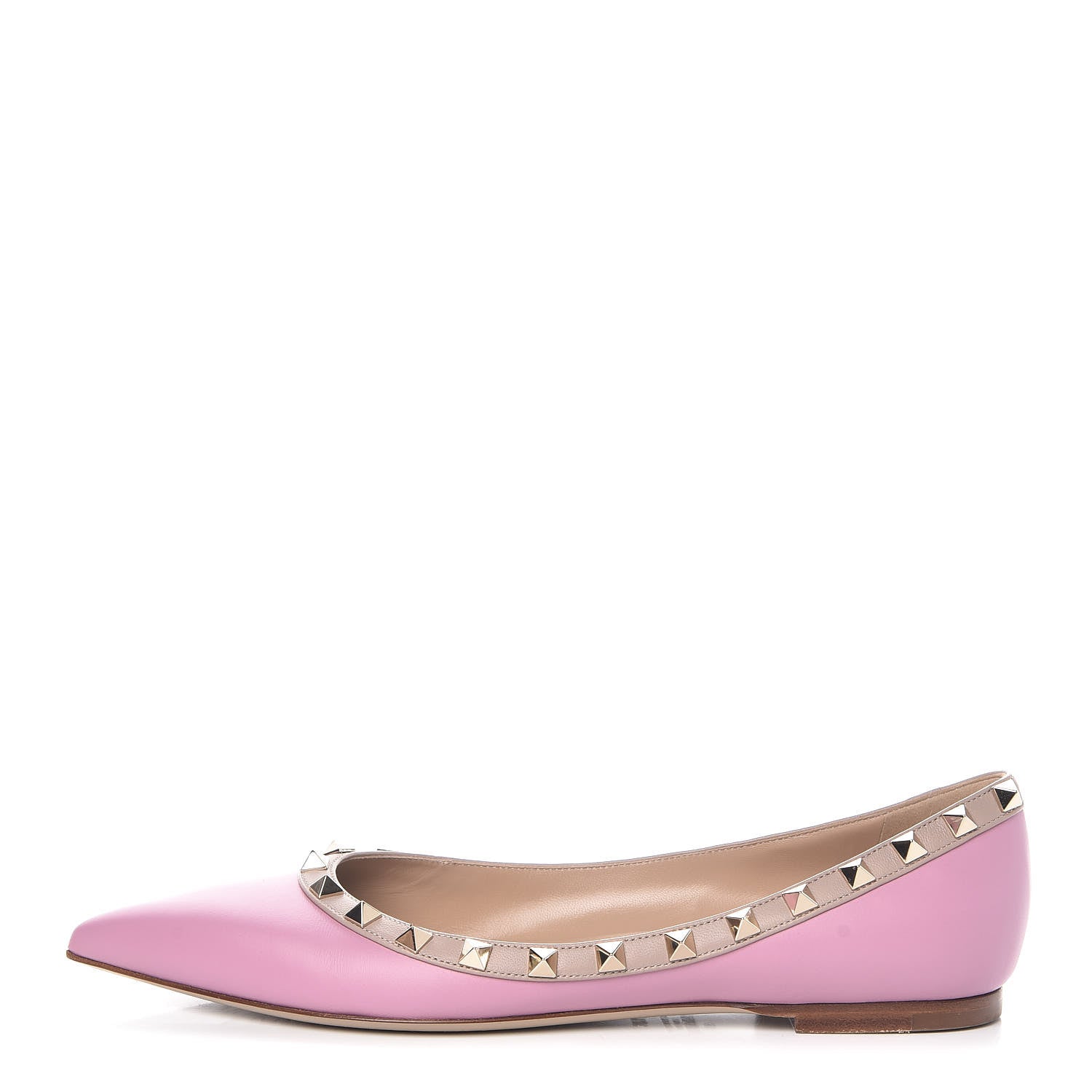 Valentino Garavani Calfskin Nappa Rockstud Ballerina Flats 38.5 Giacinto Poudre 1 of 15