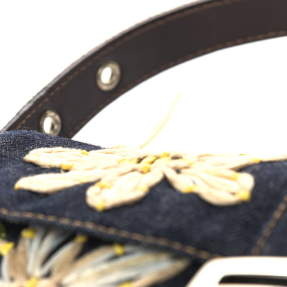Fendi Denim Embroidered Baguette Blue Multicolor 12 of 12