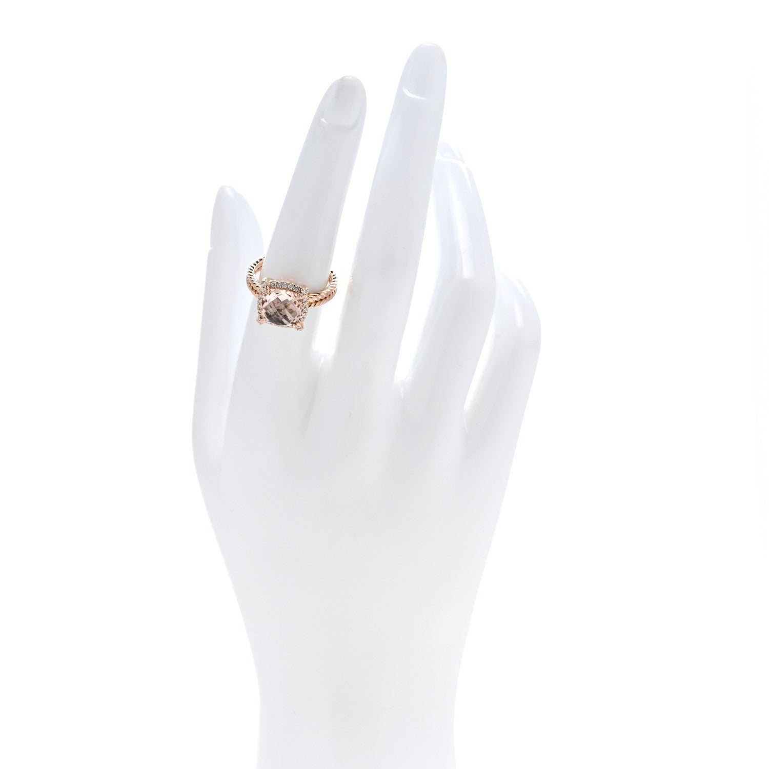 David Yurman 18K Rose Gold Diamond Morganite 9mm Chatelaine Ring 53 6.5 2 of 5