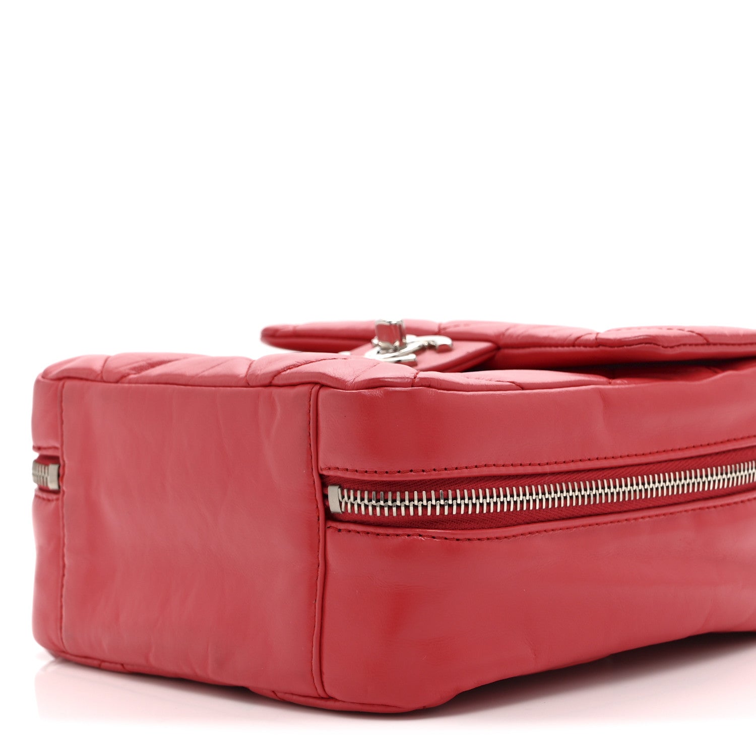 Chanel Aged Calfskin Quilted Top Handle Camera Case Red 10 of 11