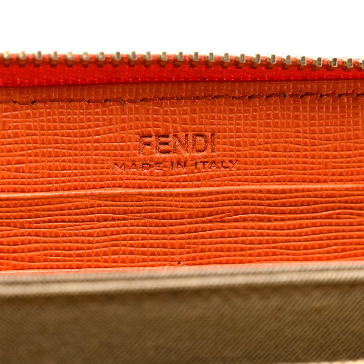 Fendi Vitello Elite Zip Around Wallet Arancio 6 of 9
