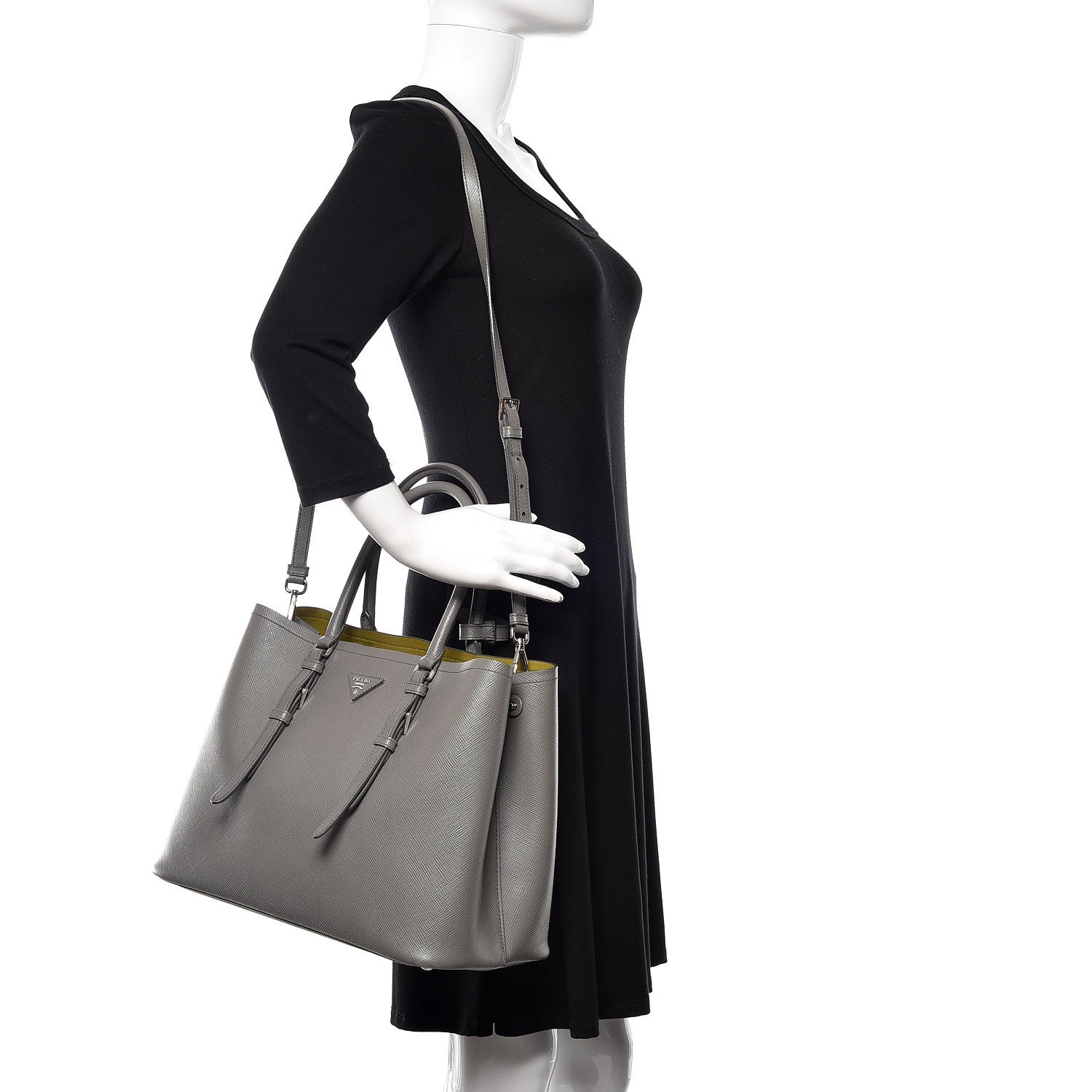 Prada Saffiano Cuir Medium Double Handle Tote Marmo Salvia 2 of 20