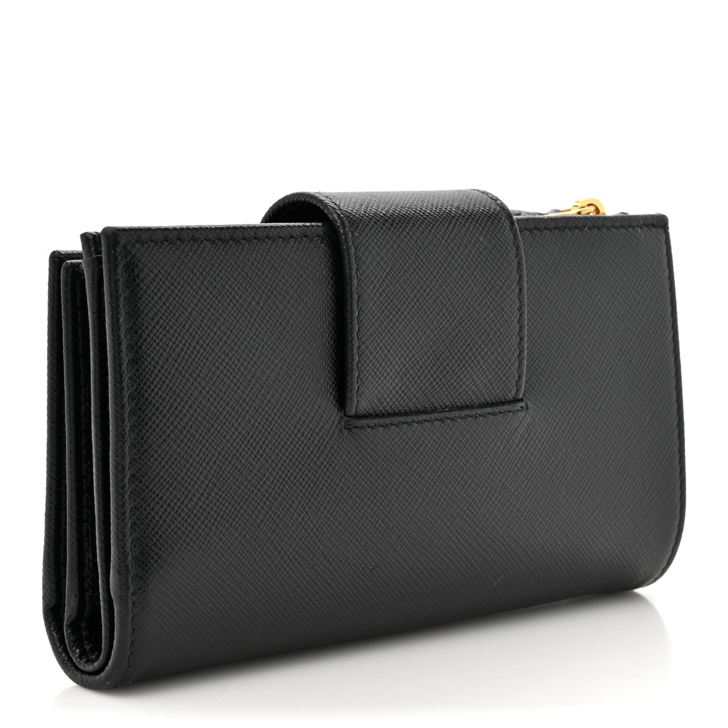 Prada Saffiano Metal Tab Wallet Black 3 of 13