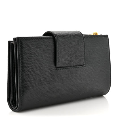 Prada Saffiano Metal Tab Wallet Black 3 of 13
