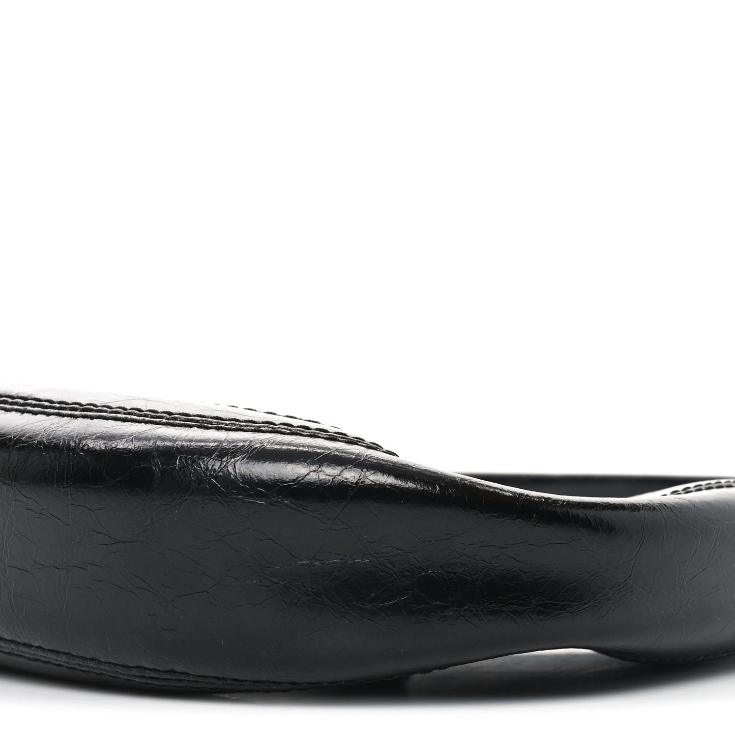 Crinkled Calfskin Cruiser Crescent Bag Black