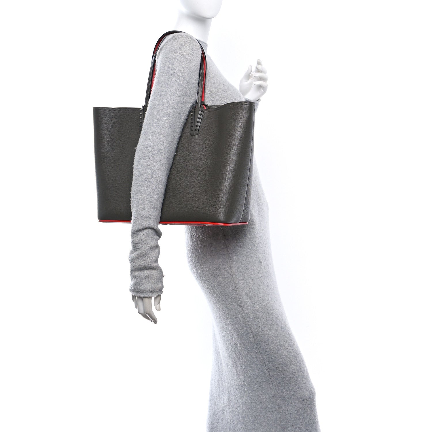 Christian Louboutin Calfskin Monochrome Spikes East West Cabata Tote Rocket 2 of 12