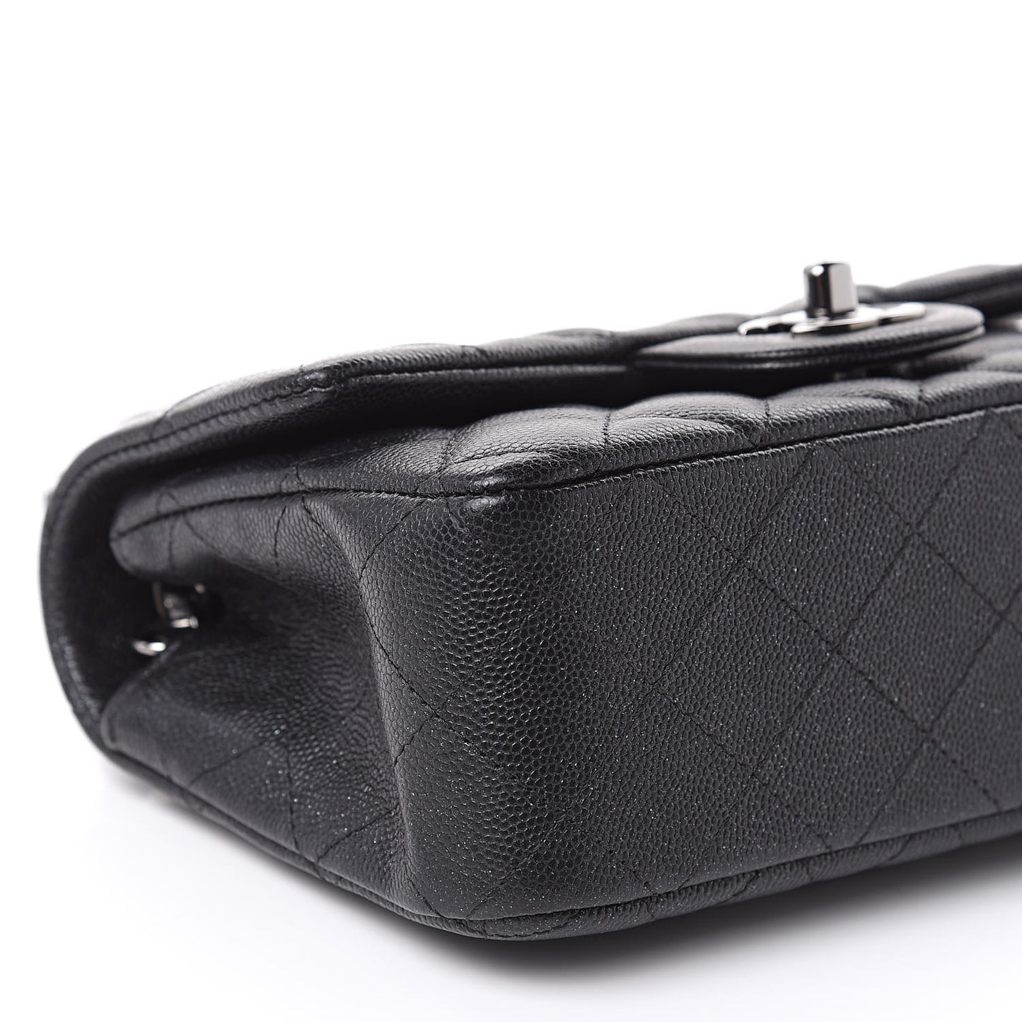 Iridescent Caviar Quilted Mini Rectangular Flap Black