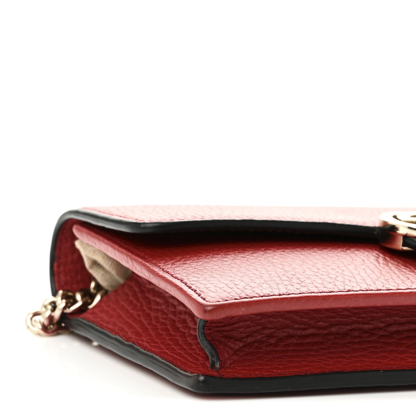 Dollar Calfskin Interlocking G Chain Wallet Red