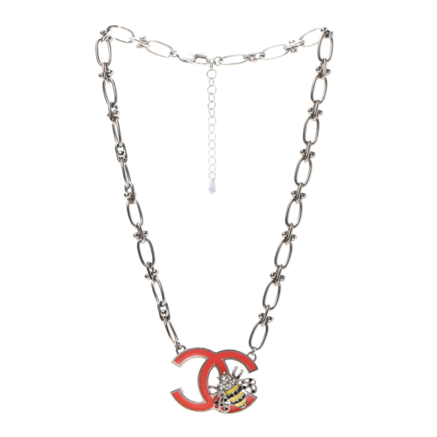 Crystal Bee Pendant Necklace Silver Multicolor