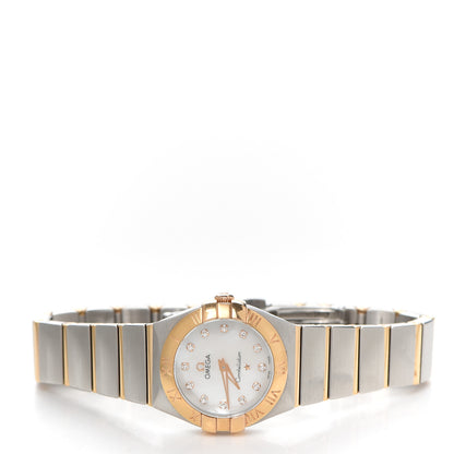 Omega Stainless Steel 18K Yellow Gold Diamond Mother of Pearl 25mm Constellation Manhattan Quartz Watch 131.20.25.60.55.002 2 of 5
